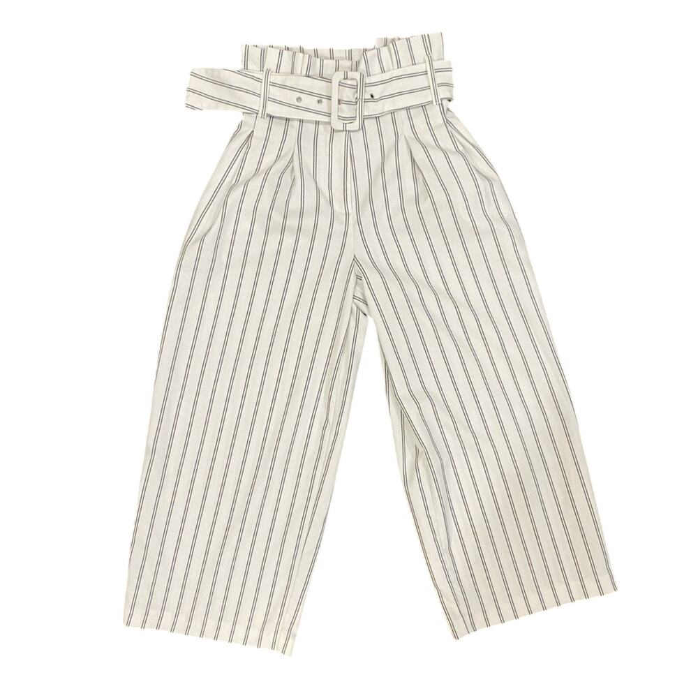 Free People Pants Womens Size 2 White Striped Wide Leg Boho Career Office Chic
